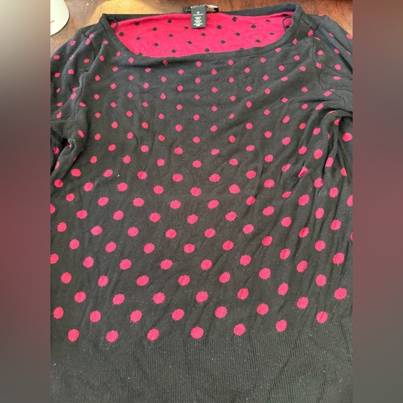 White House Black Market sweater. Black with red polka dots. Size Medium. - Picture 1 of 5